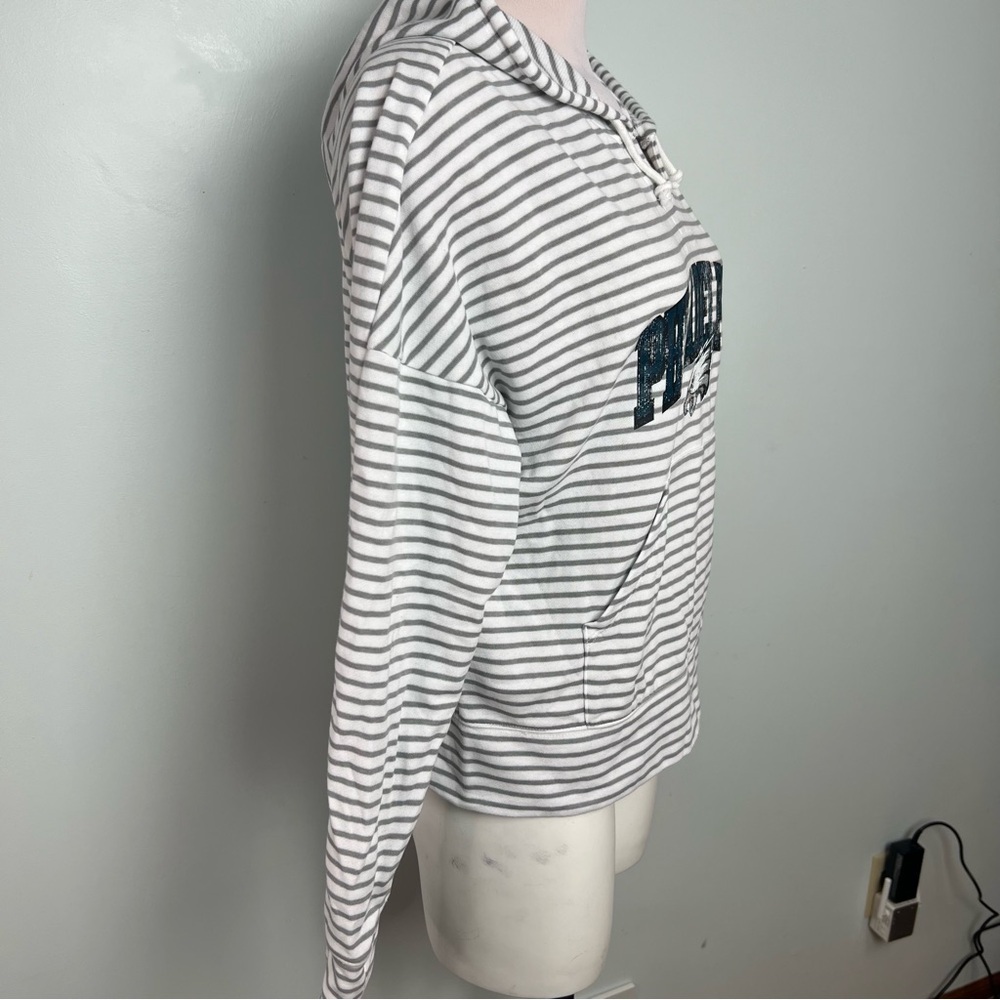 Fanatics Philadelphia Eagles Gray & White Striped Hoodie Sweatshirt Women’s M - Picture 5 of 11